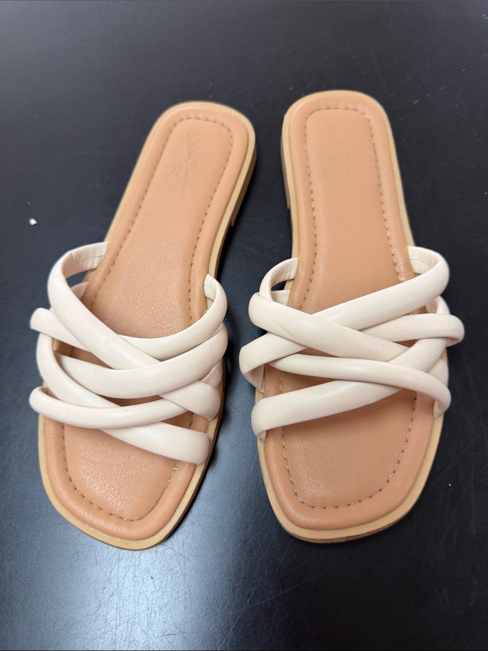 Universal Thread Beige Braided Strap Slide Mules